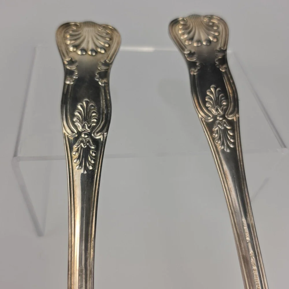 Sheffield Silver Co Kings Pattern Silverplate Salad Serving Spoon Fork Italy